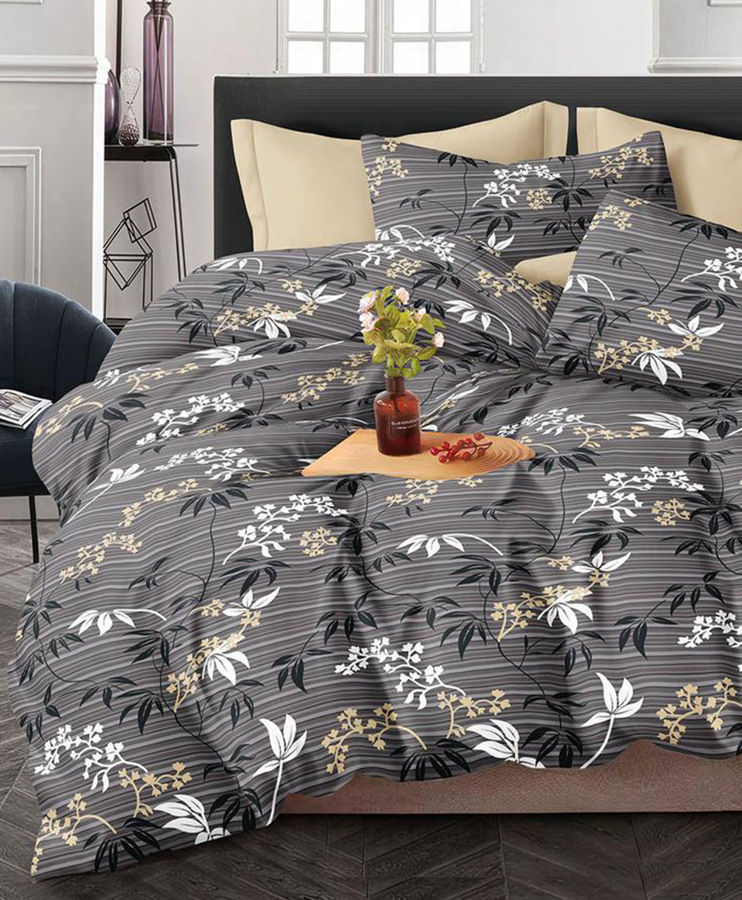 Furnishia Summer Cool Cotton Misty Grey Bloom