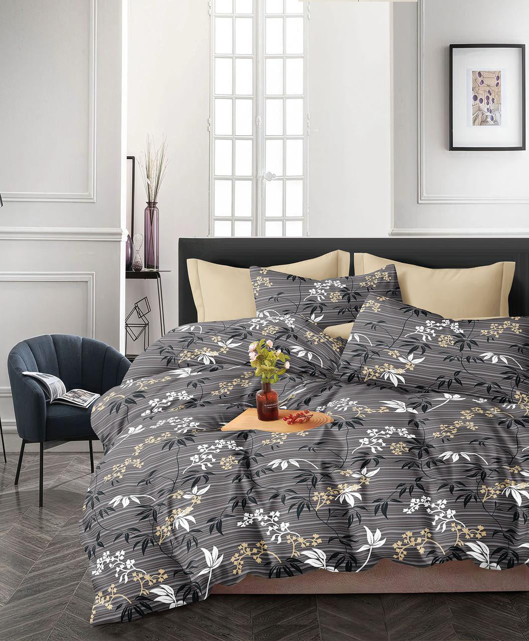 Furnishia Summer Cool Cotton Misty Grey Bloom