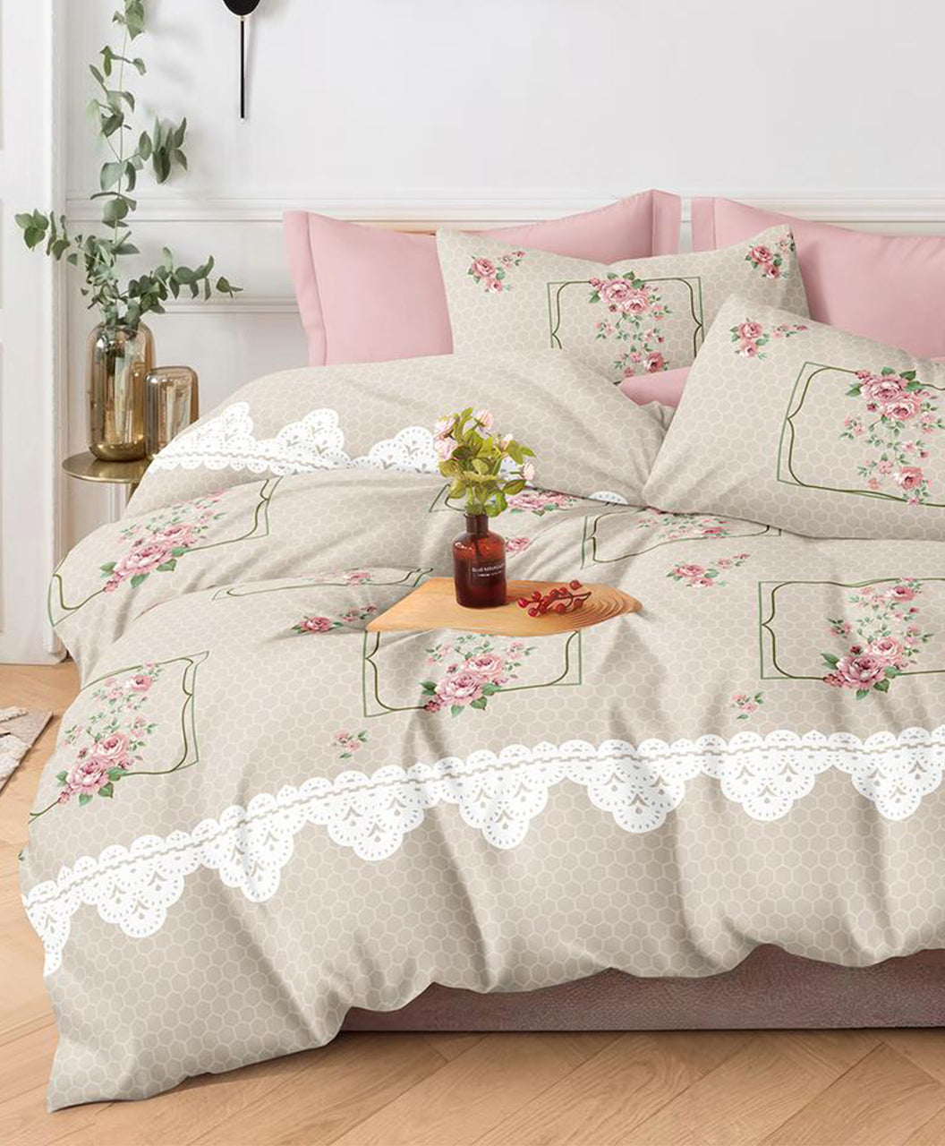 Furnishia Summer Cool Cotton Light Brown Blossom