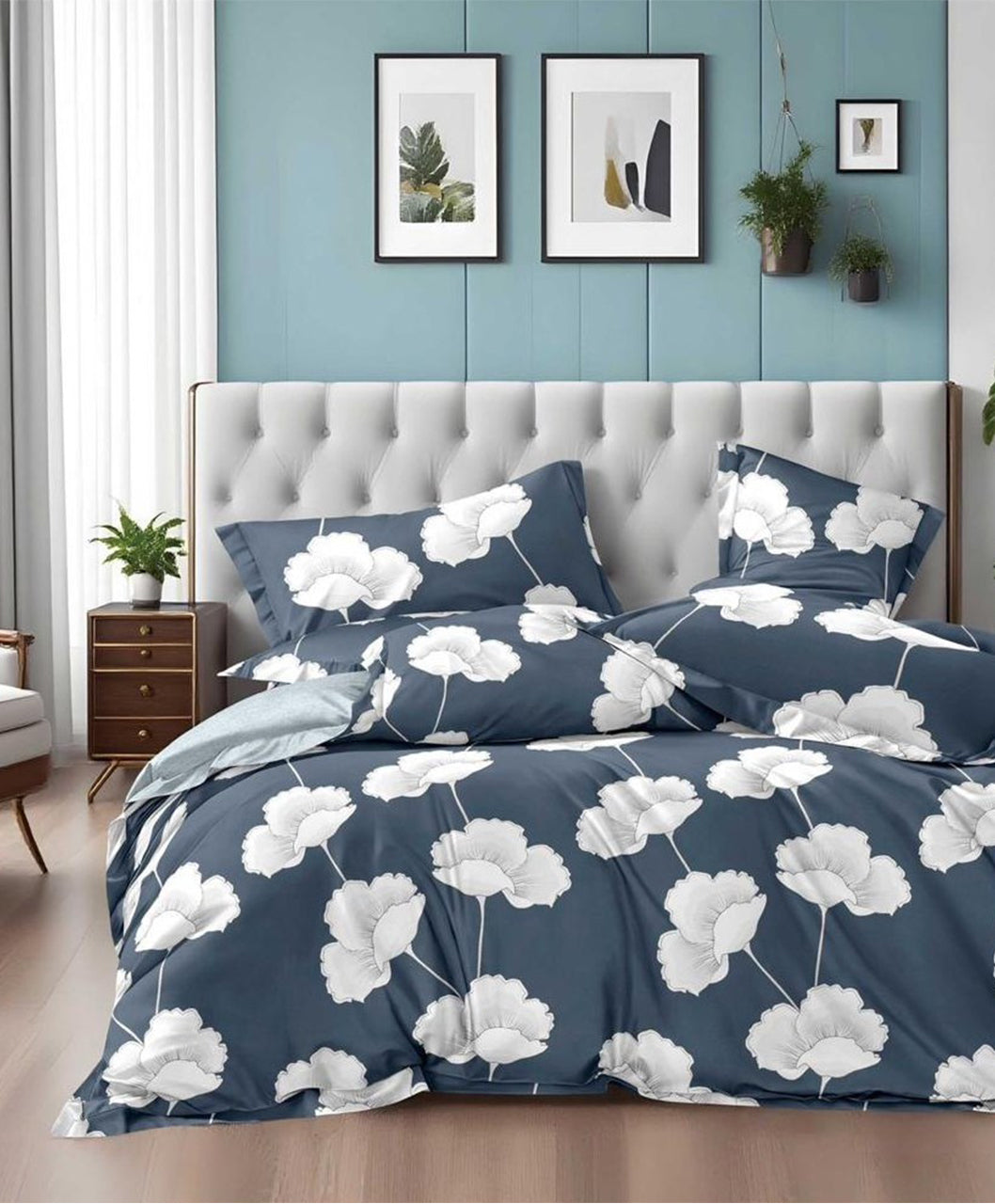 Furnishia Premium Polycotton Moonlit Flora Double Bedsheet