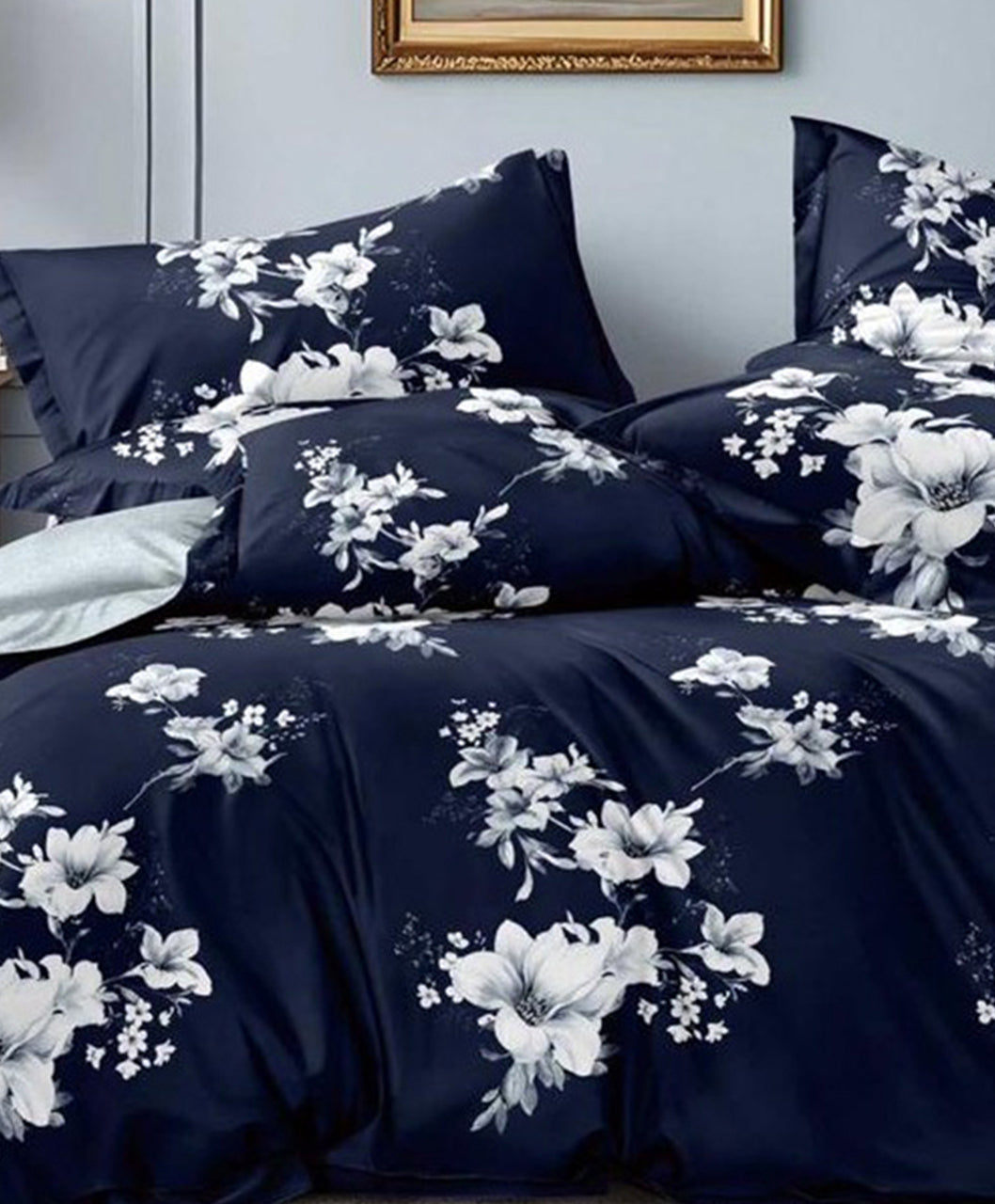 Furnishia Premium Polycotton Blue Blossom Double Bedsheet