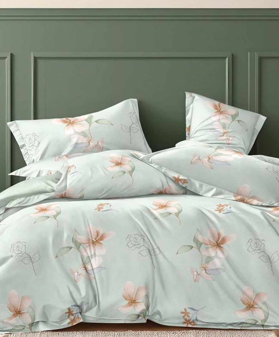 Furnishia Premium Polycotton Blossom Mist Double Bedsheet