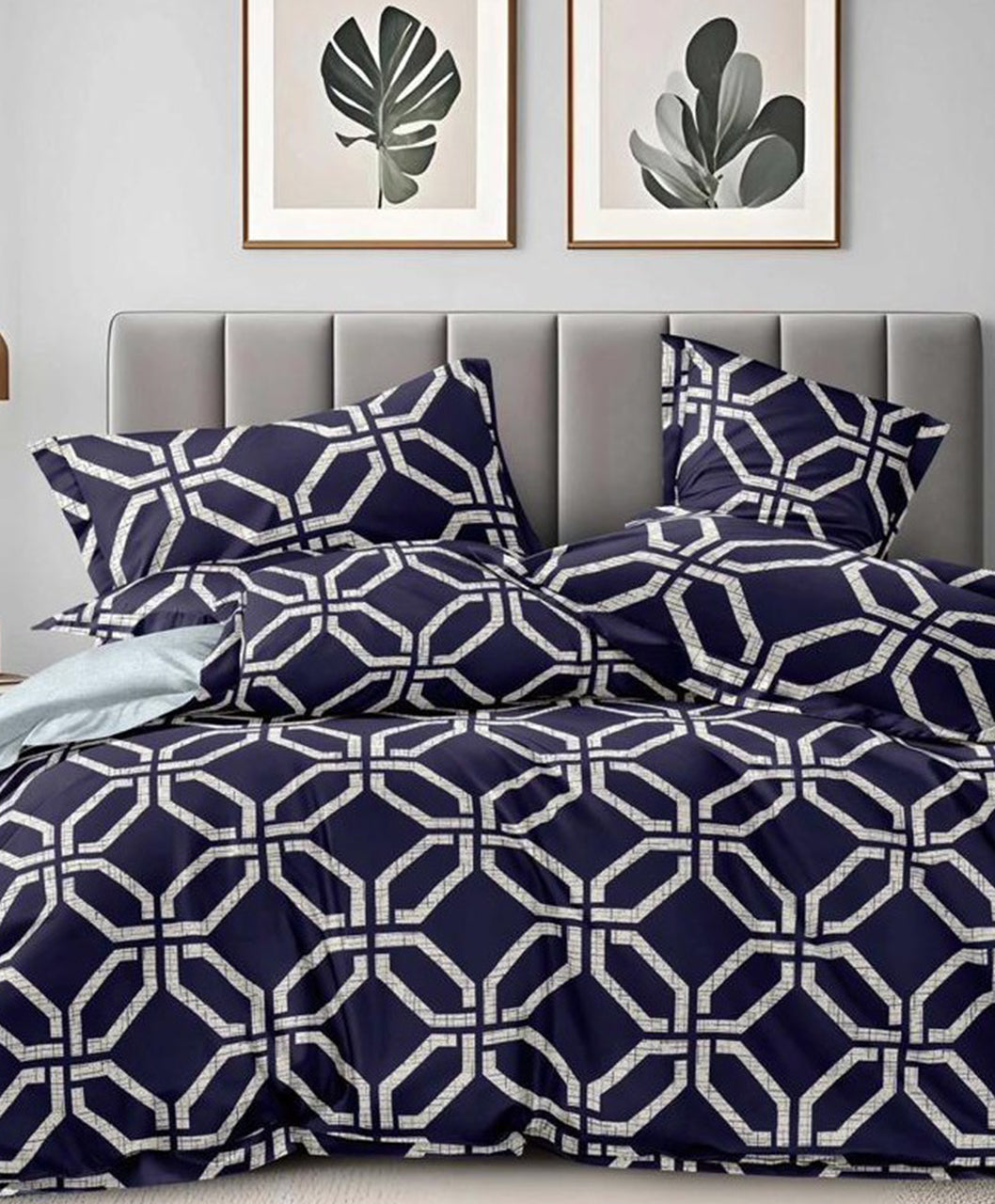 Furnishia Premium Polycotton Royal Grid Double Bedsheet