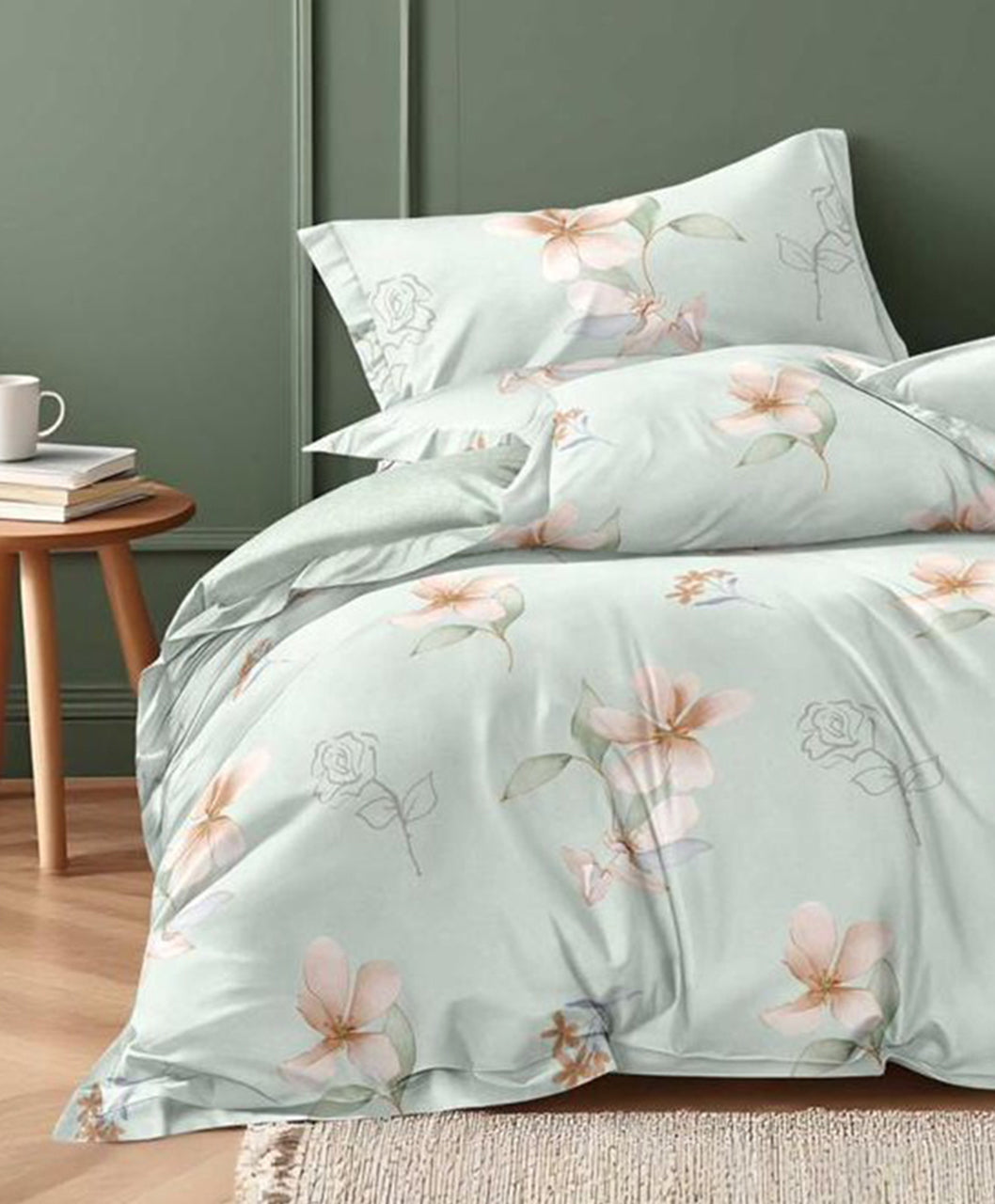 Furnishia Premium Polycotton Blossom Mist Double Bedsheet