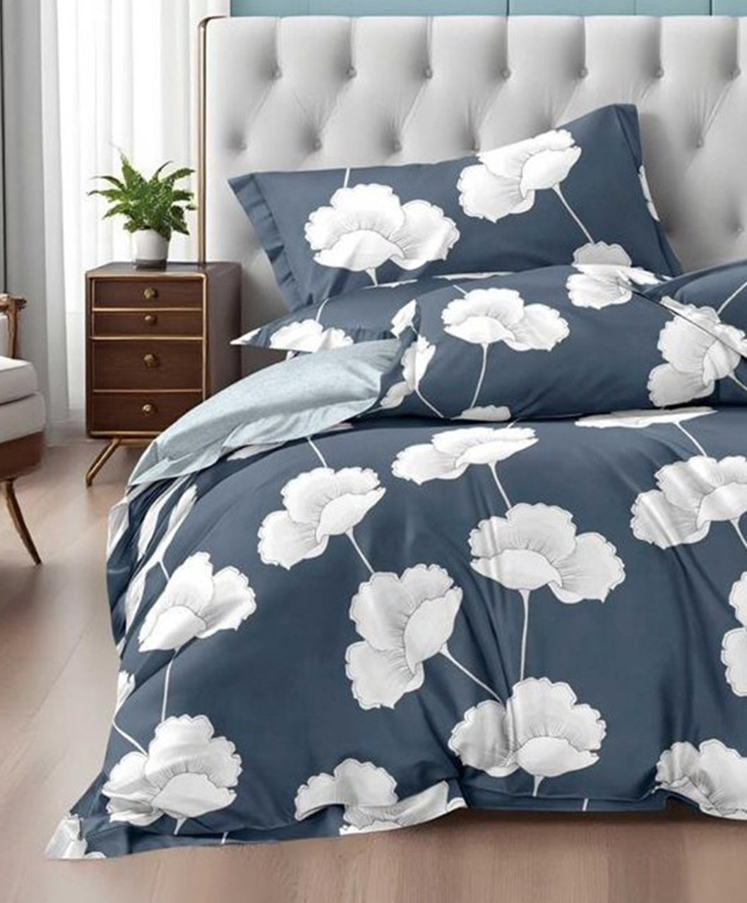 Furnishia Premium Polycotton Moonlit Flora Double Bedsheet