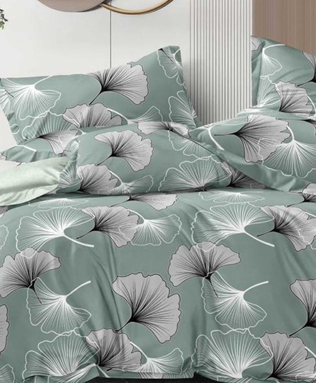Furnishia Premium Polycotton Sage Bloom Double Bedsheet