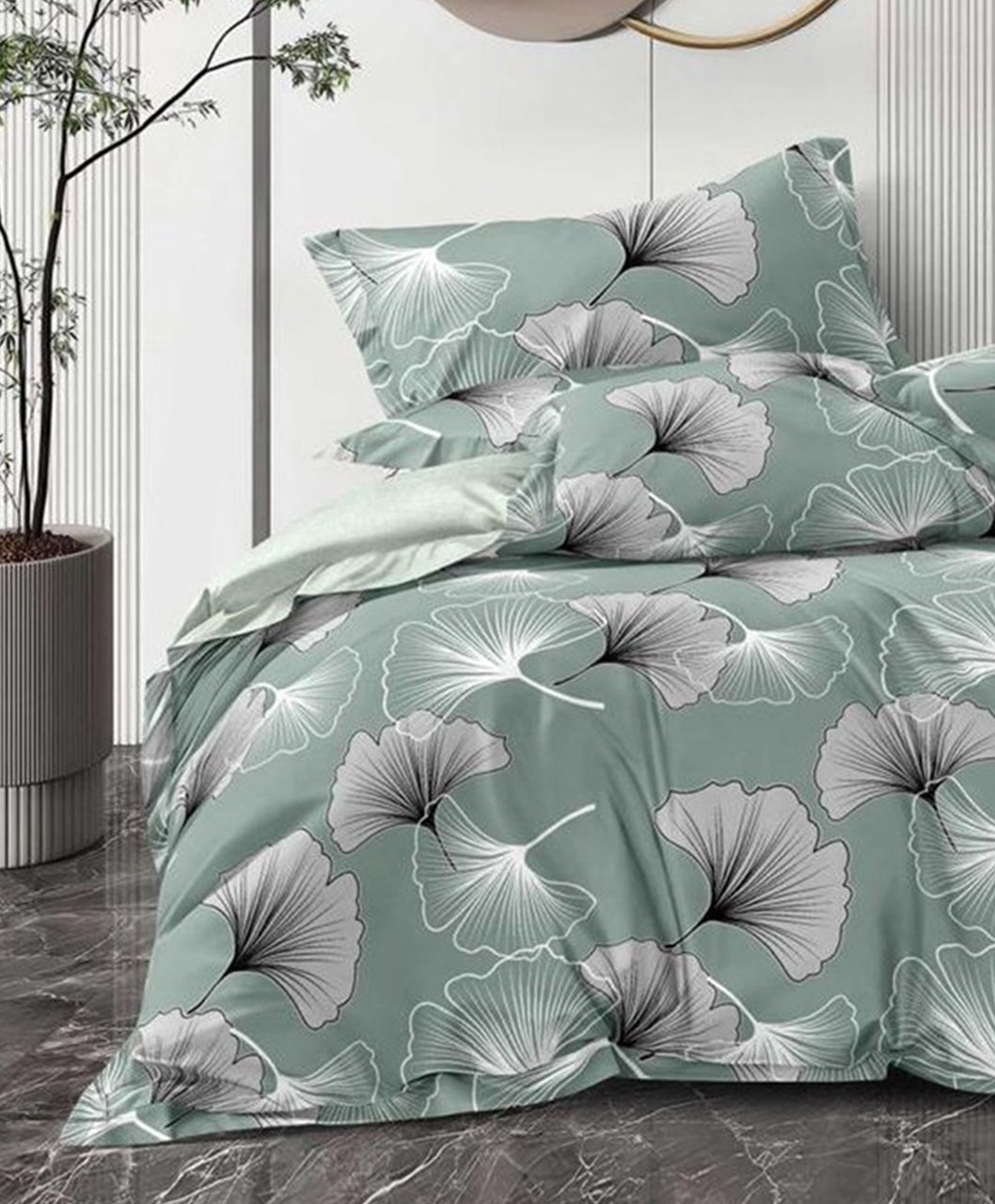 Furnishia Premium Polycotton Sage Bloom Double Bedsheet