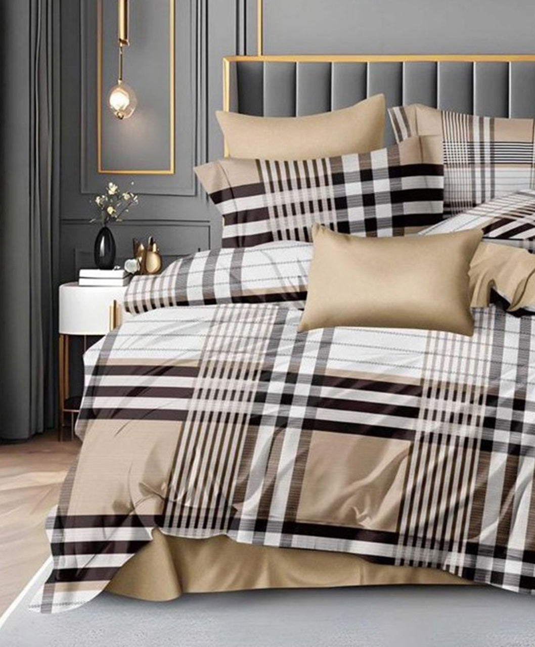 Furnishia Premium Polycotton Classic Checks Double Bedsheet