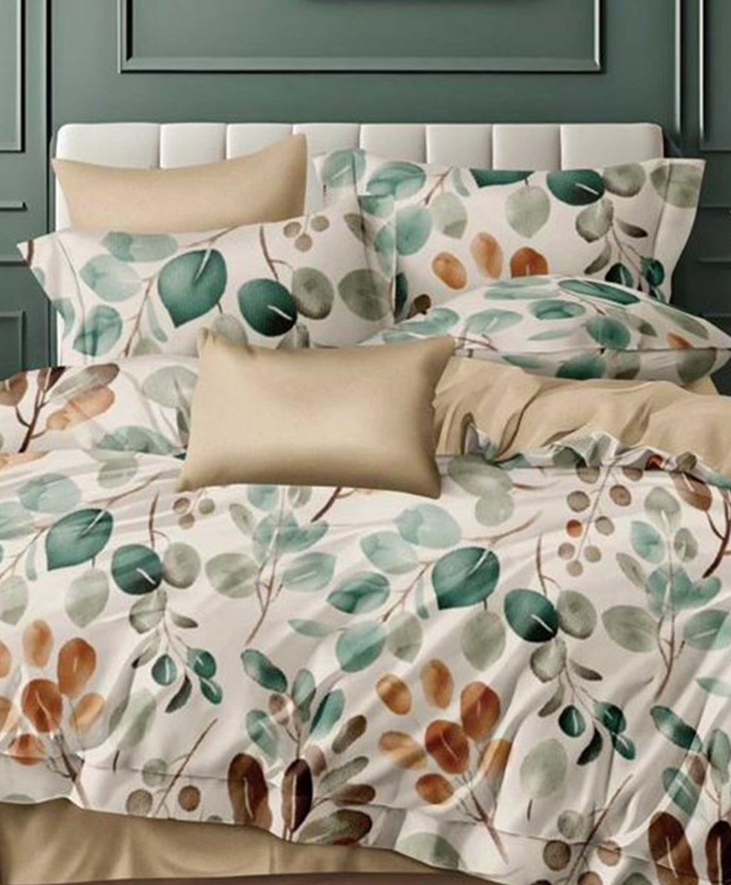 Furnishia Premium Polycotton Leaf Harmony Double Bedsheet
