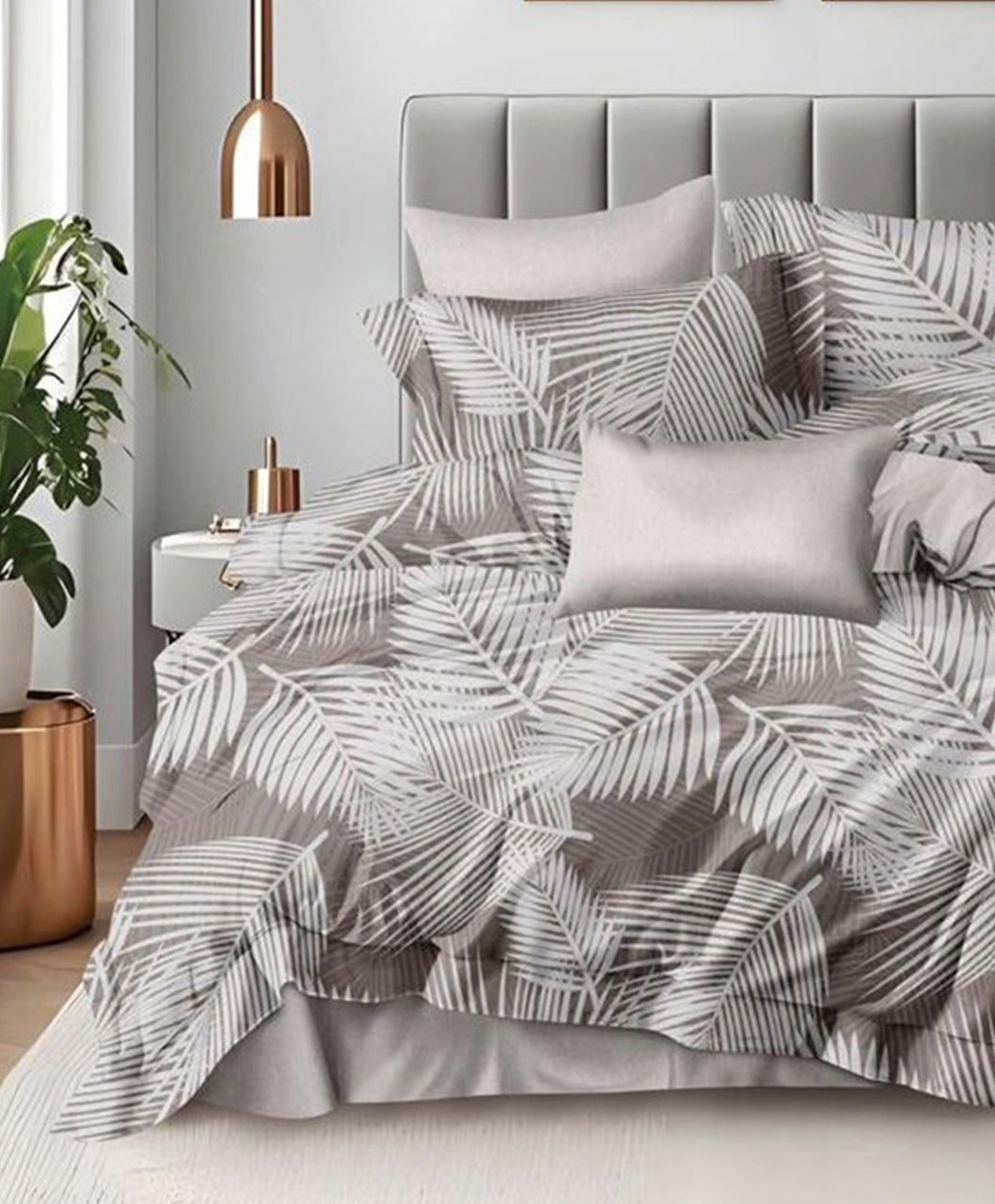Furnishia Premium Polycotton Serene Palms Double Bedsheet