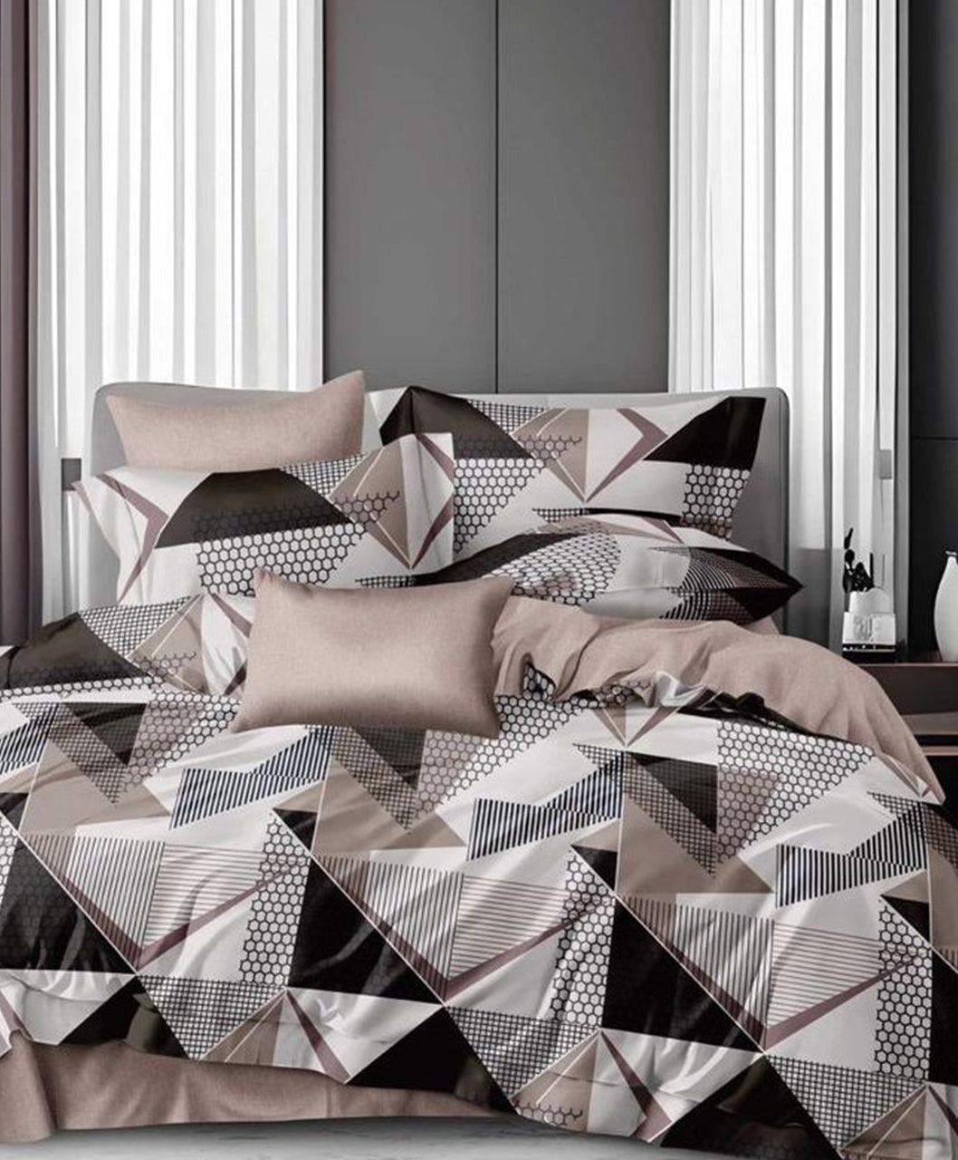 Furnishia Premium Polycotton Urban Geo Double Bedsheet