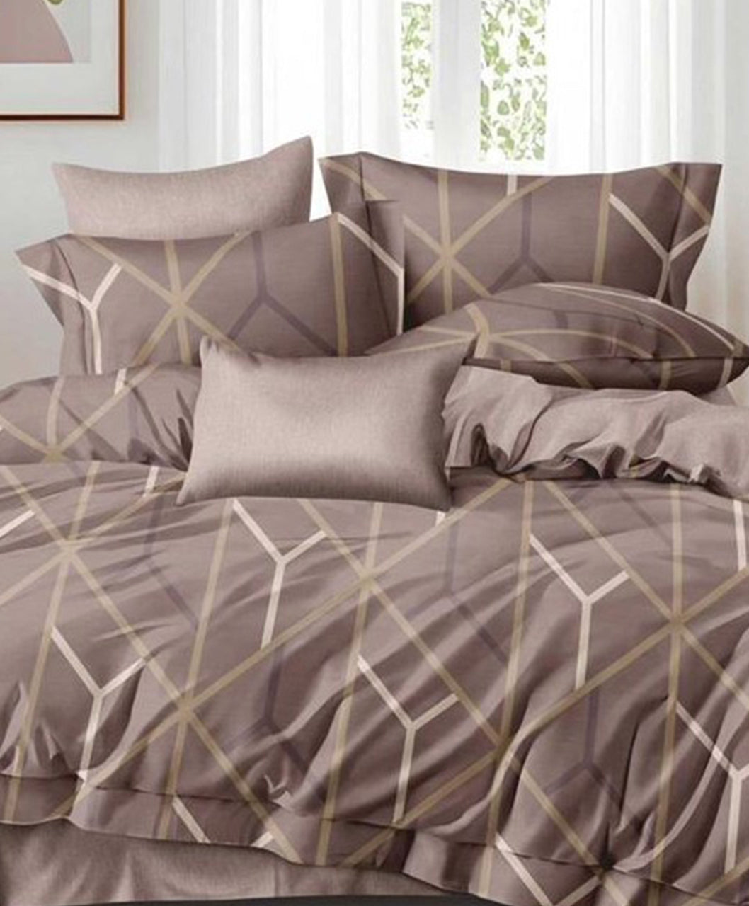 Furnishia Premium Polycotton Geometric Elegance Double Bedsheet
