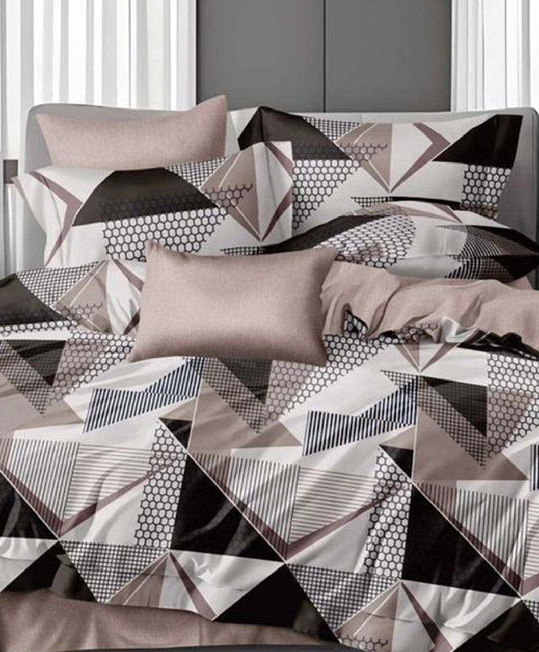 Furnishia Premium Polycotton Urban Geo Double Bedsheet