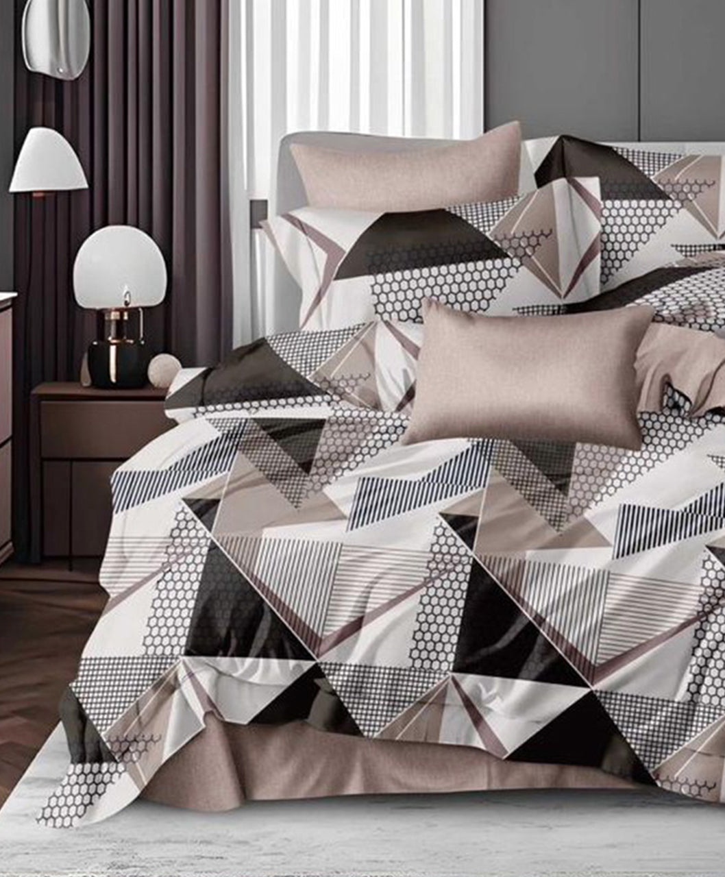 Furnishia Premium Polycotton Urban Geo Double Bedsheet