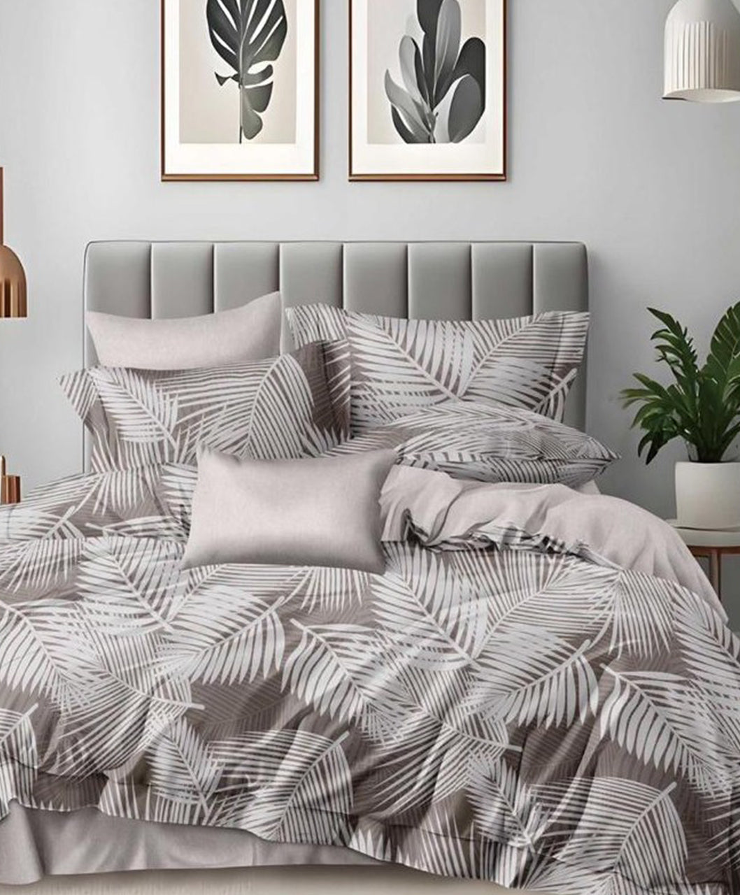Furnishia Premium Polycotton Serene Palms Double Bedsheet