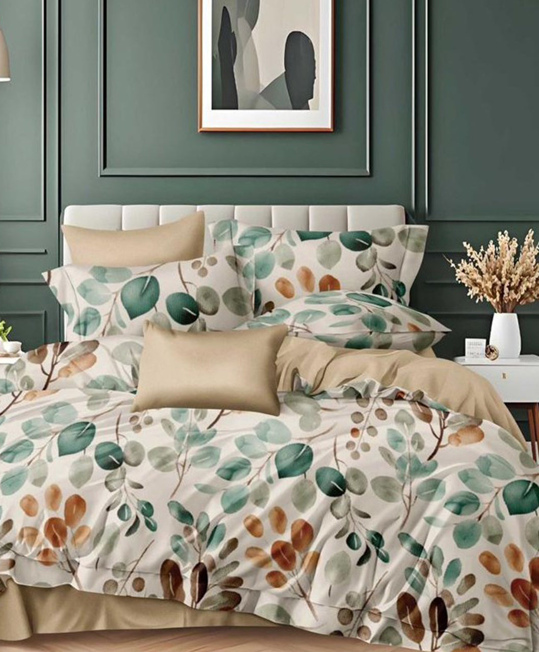 Furnishia Premium Polycotton Leaf Harmony Double Bedsheet