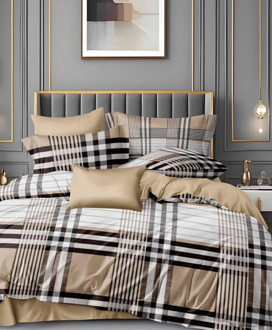 Furnishia Premium Polycotton Classic Checks Double Bedsheet