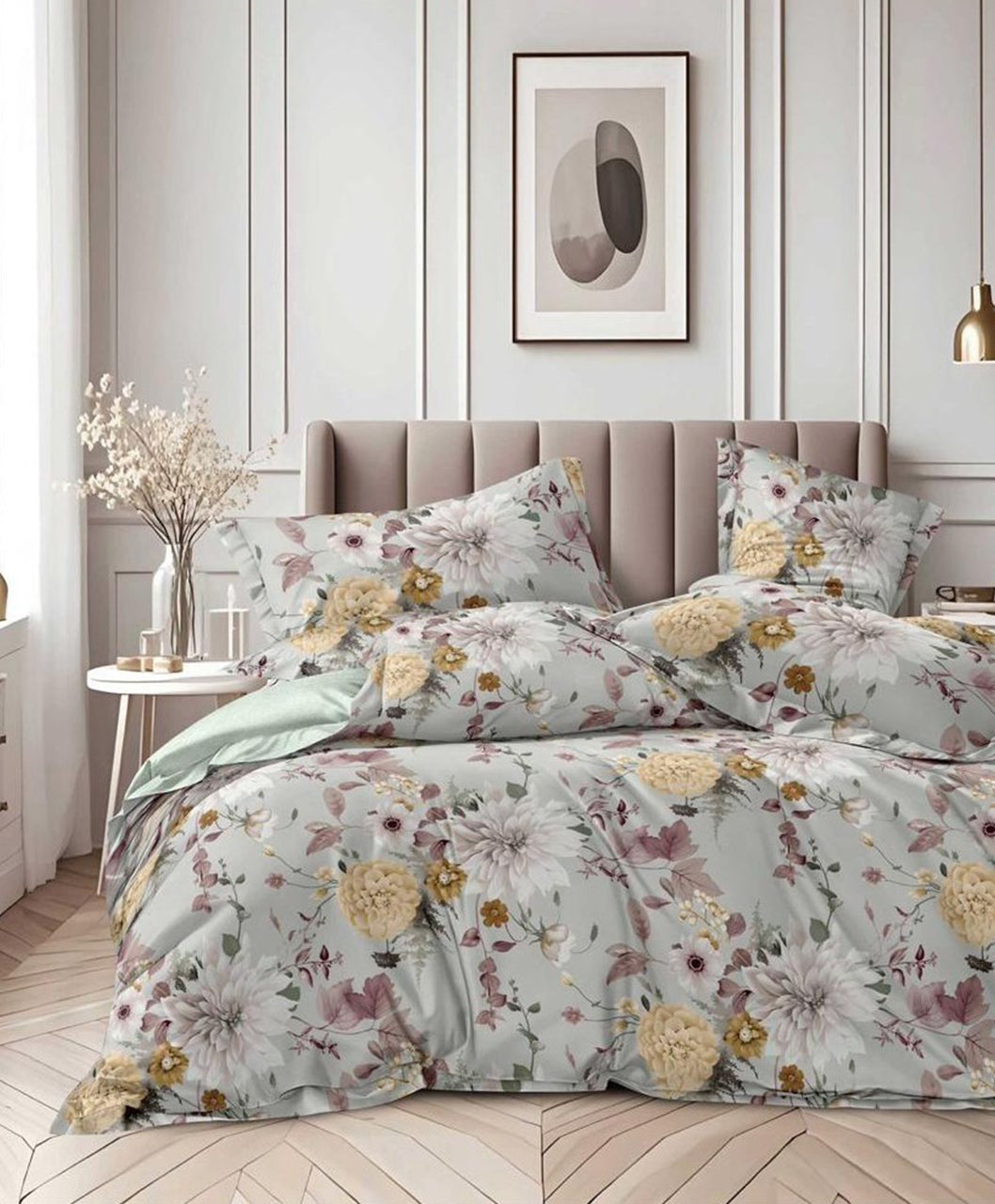 Furnishia Premium Polycotton Floral Harmony Double Bedsheet