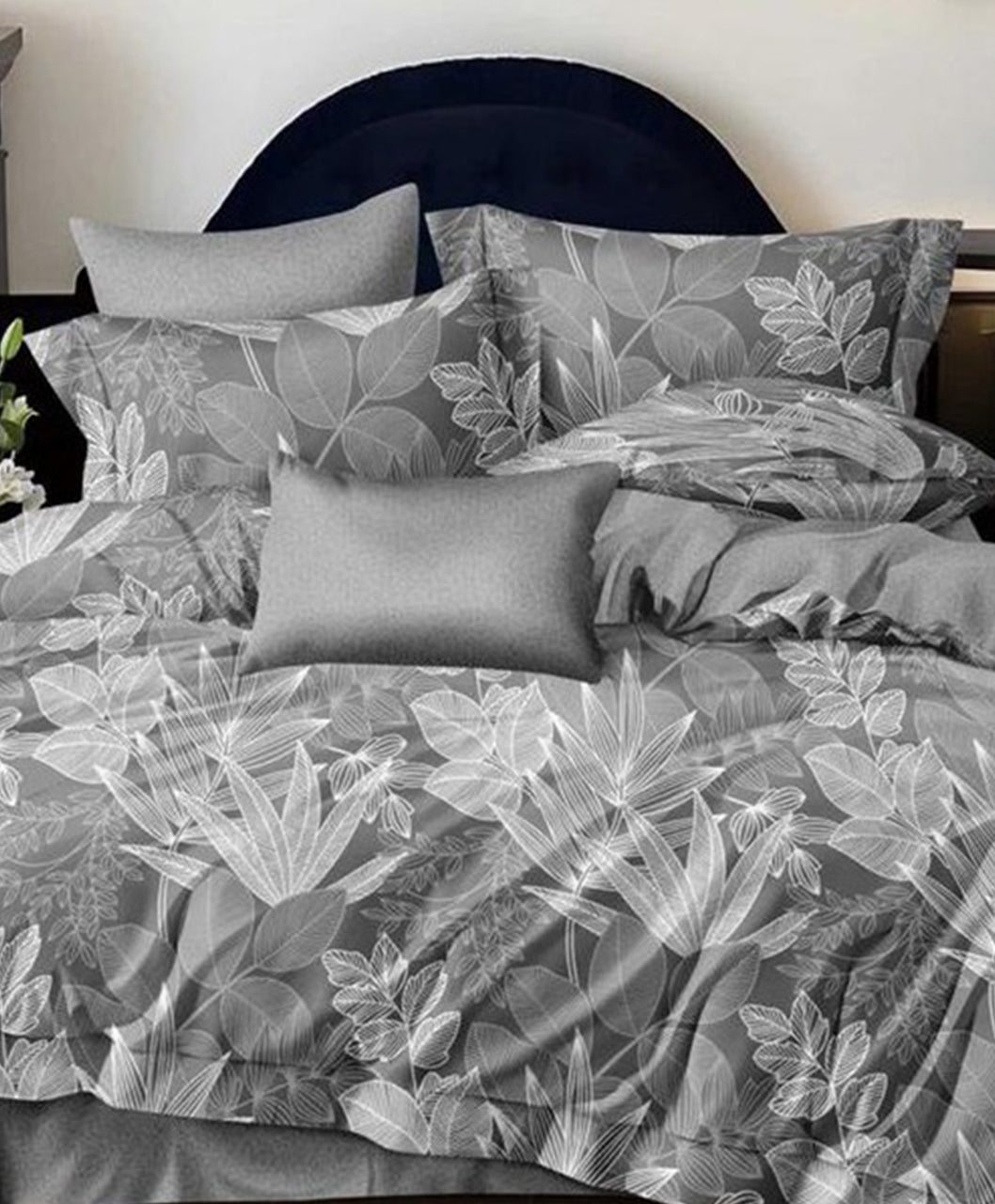 Furnishia Premium Polycotton Silver Leaf Double Bedsheet
