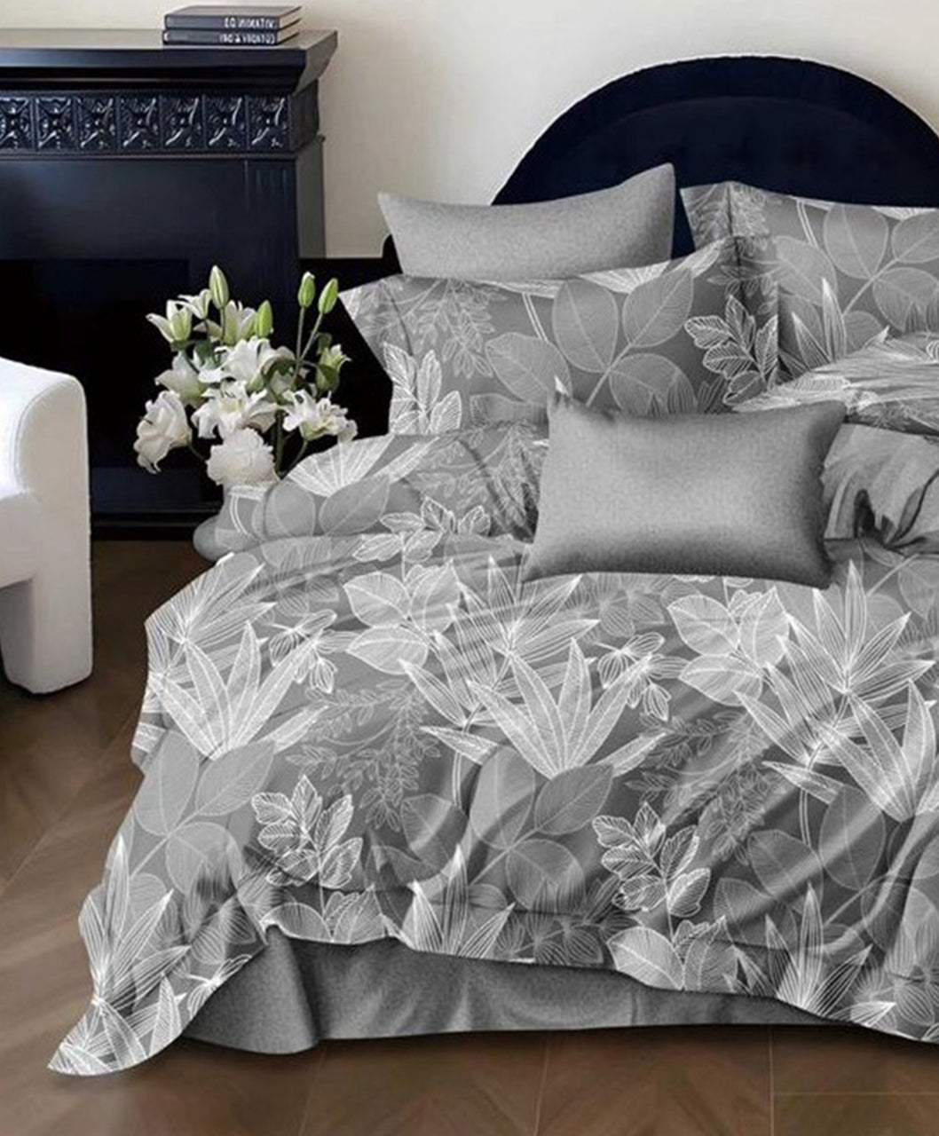 Furnishia Premium Polycotton Silver Leaf Double Bedsheet