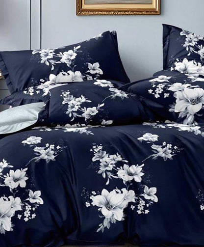 Furnishia Premium Polycotton Blue Blossom Double Bedsheet