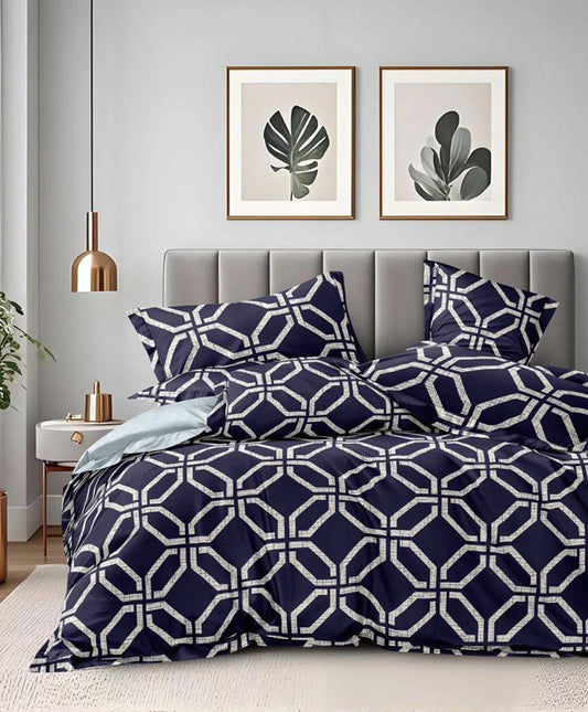 Furnishia Premium Polycotton Royal Grid Double Bedsheet