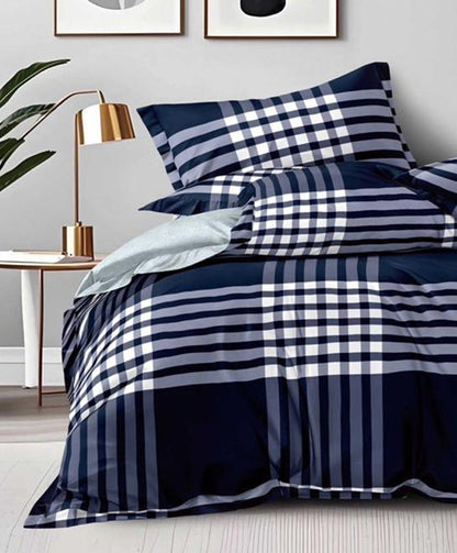 Furnishia Premium Polycotton Midnight Check Double Bedsheet
