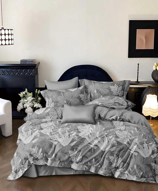 Furnishia Premium Polycotton Silver Leaf Double Bedsheet