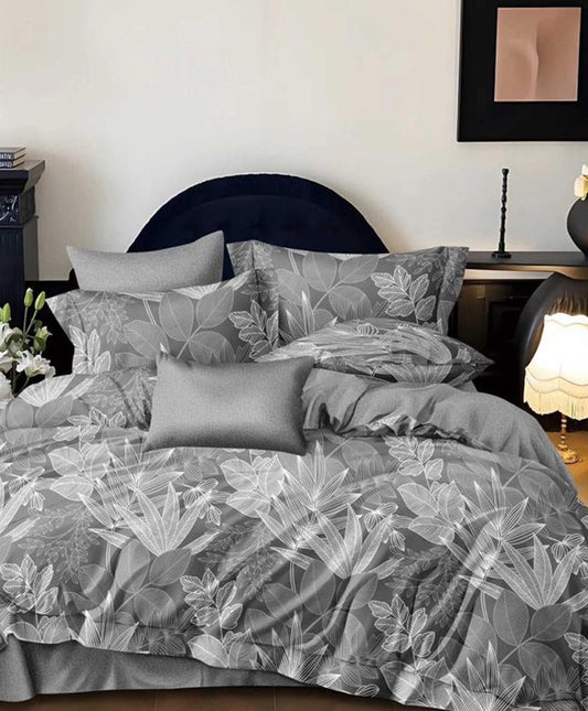 Furnishia Premium Polycotton Silver Leaf Double Bedsheet