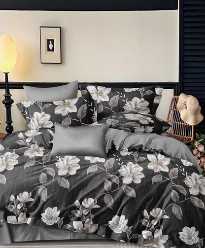 Furnishia Premium Polycotton Noir Blossom Double Bedsheet