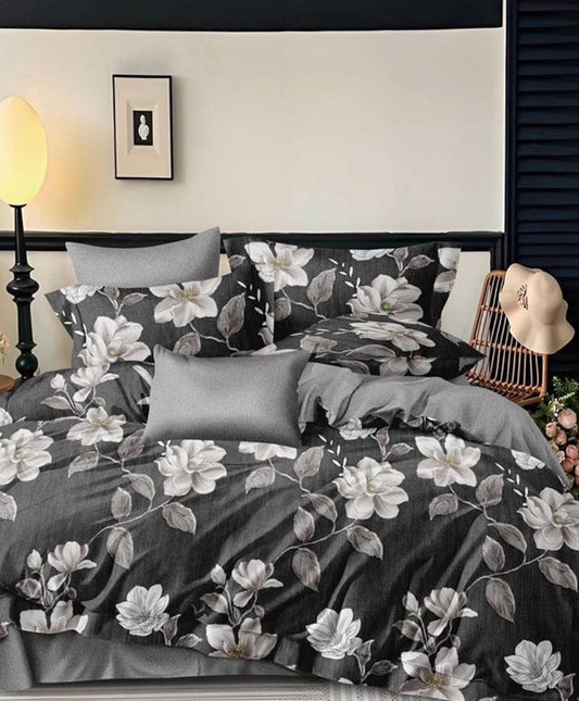 Furnishia Premium Polycotton Noir Blossom Double Bedsheet