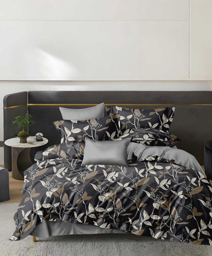 Furnishia Premium Polycotton Midnight Leaf Double Bedsheet