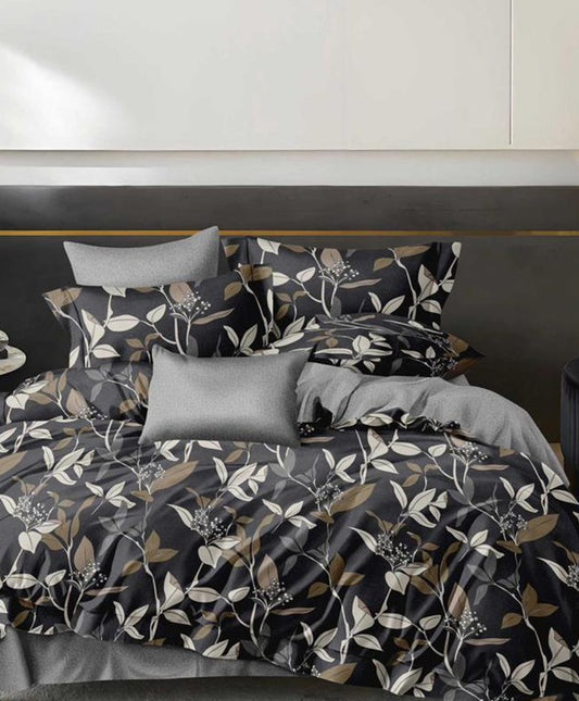 Furnishia Premium Polycotton Midnight Leaf Double Bedsheet