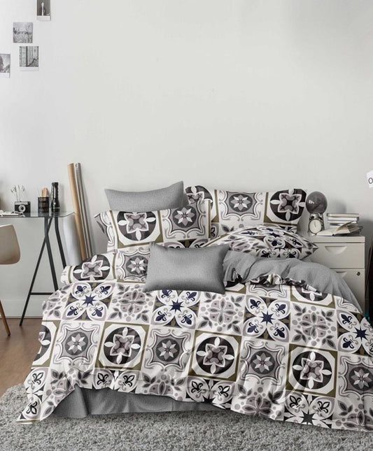 Furnishia Premium Polycotton Heritage Tile Double Bedsheet