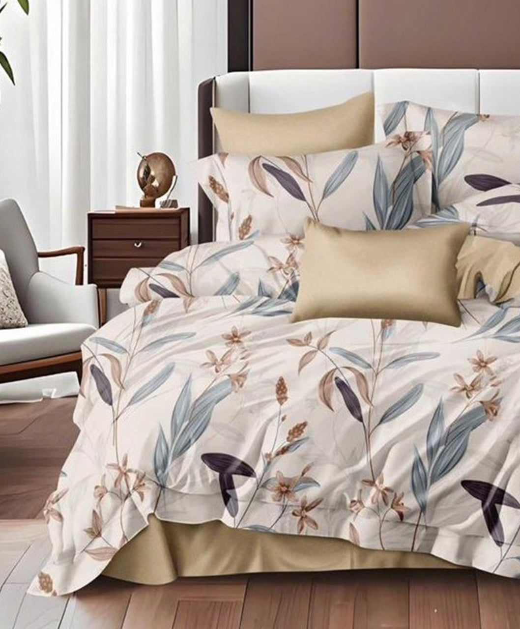 Furnishia Premium Polycotton Serenity Bloom Double Bedsheet