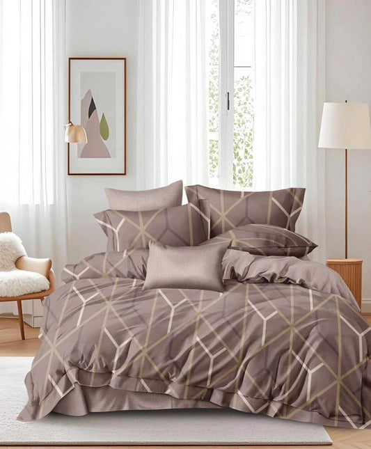 Furnishia Premium Polycotton Geometric Elegance Double Bedsheet