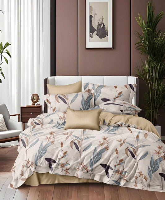 Furnishia Premium Polycotton Serenity Bloom Double Bedsheet
