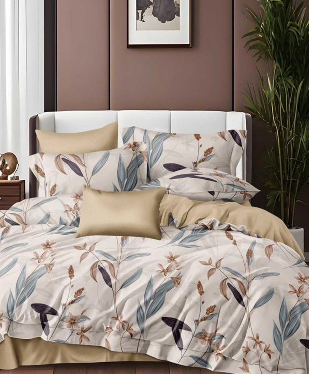 Furnishia Premium Polycotton Serenity Bloom Double Bedsheet