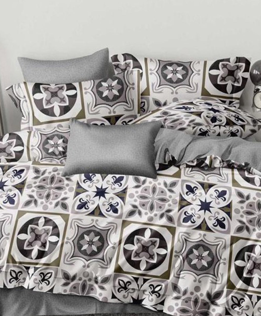 Furnishia Premium Polycotton Heritage Tile Double Bedsheet