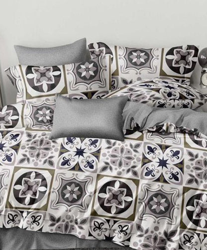 Furnishia Premium Polycotton Heritage Tile Double Bedsheet