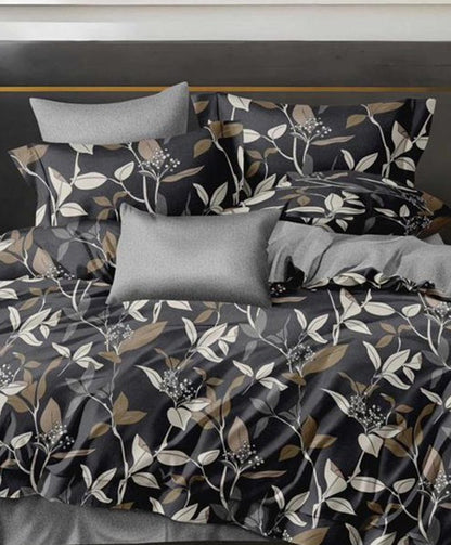 Furnishia Premium Polycotton Midnight Leaf Double Bedsheet