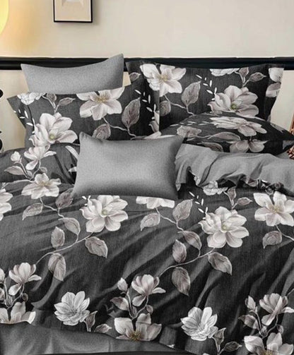 Furnishia Premium Polycotton Noir Blossom Double Bedsheet