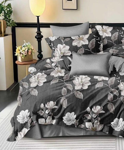 Furnishia Premium Polycotton Noir Blossom Double Bedsheet
