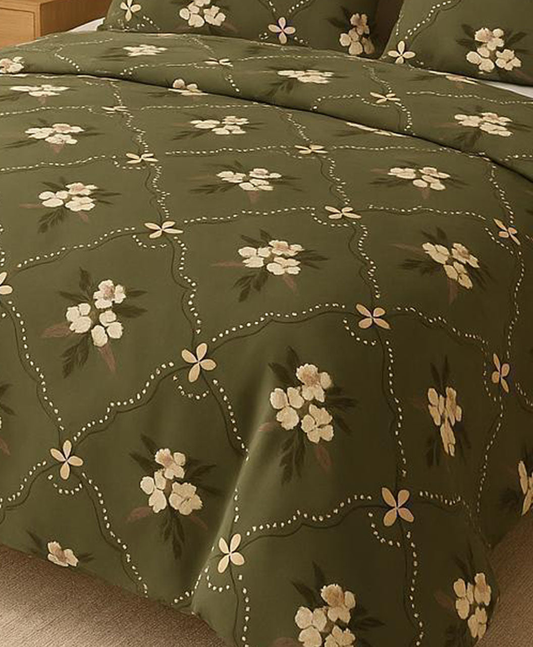 Furnishia Floral Tales Olive Green Meadow